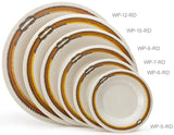 GET WP-6-RD Diamond Rodeo Melamine Wide Rim Round Dessert Plate 6-1/2" - Ivory / Brown Rim - 48/Case