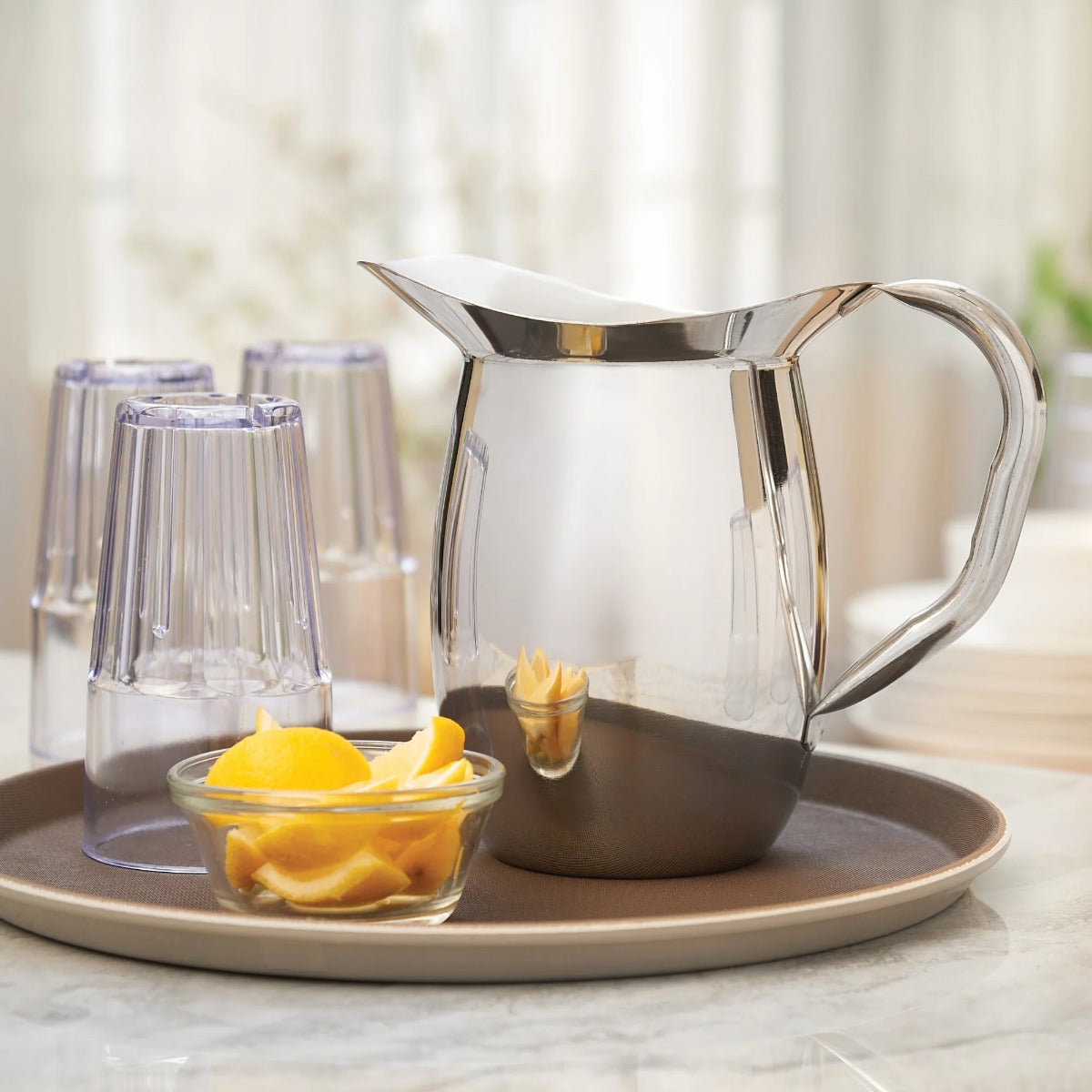 Winco WPB-2 Deluxe Stainless Steel Bell Pitcher with Mirror Finish 2 qt.