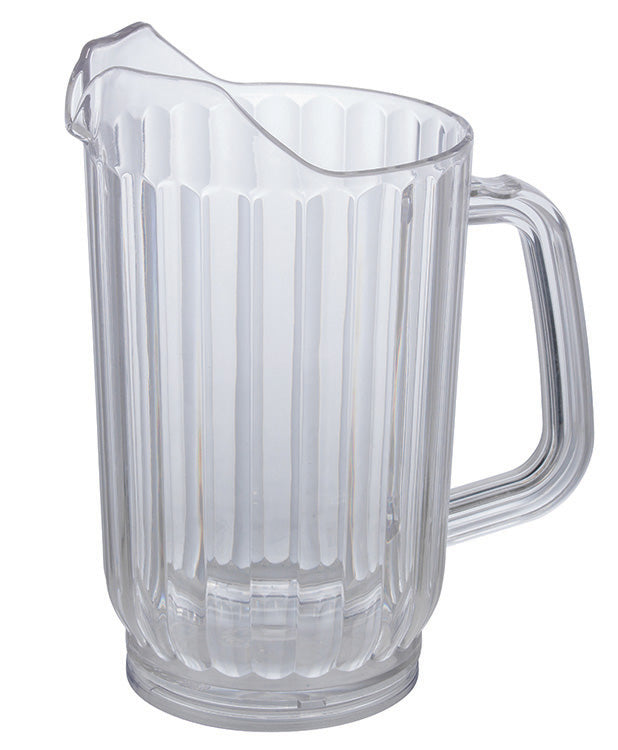 Winco WPC-32 Plastic Single Spout Water Pitcher with Fluted Sides 32 oz. - Clear - 12/Case