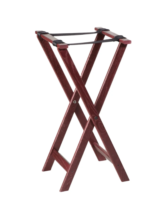American Metalcraft WTSM31 31" Folding Tray Stand w/ Nylon Strap, Mahogany