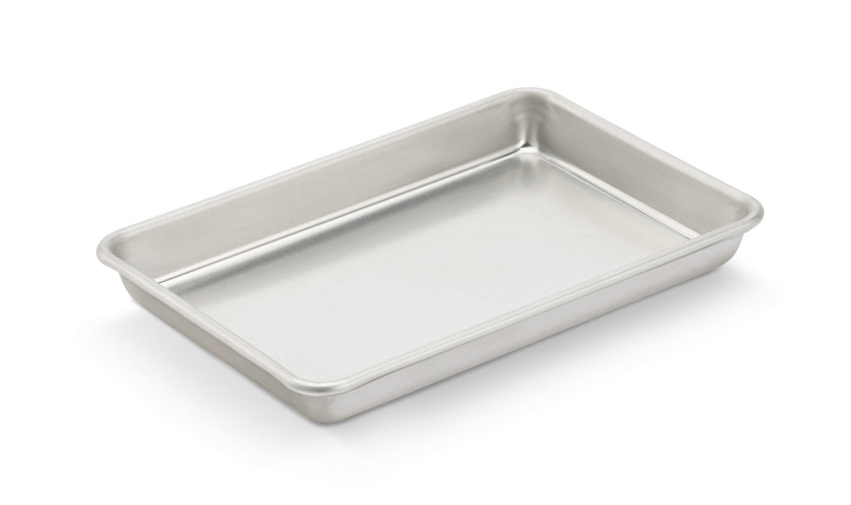 Vollrath 5228 Wear-Ever Eighth Size 16 Gauge 6 1/2" x 9 1/2" Curled Rim, No Wire Aluminum Bun / Sheet Pan