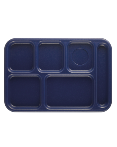 Cambro 10146CW186 Plastic Rectangular Tray w/ (6) Compartments, 10" x 14.5", Navy Blue - 24ea/Case