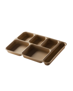 Cambro 10146DCP161 Plastic Rectangular Tray w/ (6) Compartments, 9 .93" x 13.93", Tan - 24/Case