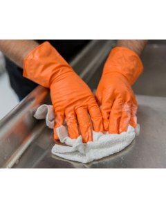 FoodHandler 1035-03-CP JobSelect General Purpose Latex-Free Orange Unlined Vinyl Cleaning Gloves - Large