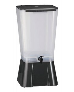 TableCraft 1053 Polypropylene Non-Insulated Beverage Dispenser with Translucent Single Bowl and Black Base 5 gal.