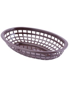 TableCraft 1074BR Classic Polyethylene Oval Basket 9-3/8" x 6-1/4" x 1-7/8"H - Brown - 36/Case