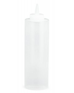 TableCraft 112C-1 Standard Polyethylene Squeeze Bottle with Natural Cone Tip Top and 38 mm Opening 12 oz.  - Clear