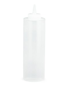 TableCraft 112C Standard Polyethylene Squeeze Bottle with Natural Cone Tip Top and 38 mm Opening 12 oz. - Clear - 36/Case