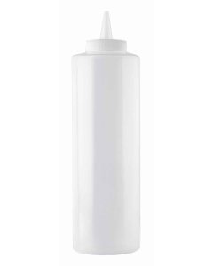 TableCraft 124C-1 Standard Polyethylene Squeeze Bottle with Natural Cone Tip Top and 38 mm Opening 24 oz. - Clear - 12/Case