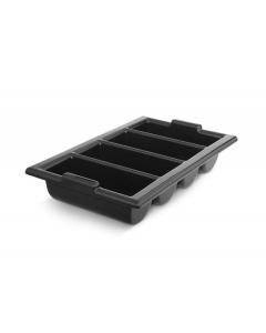 Vollrath 1375-06 4 Compartment Cutlery Bin - Plastic, Black - 12ea/Case