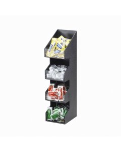 Cal-Mil 1423 Classic Four Tier Black Condiment Organizer / Display with Clear Bin Fronts 5-1/4" x 6-3/4" x 21"