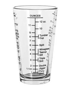 Libbey 1639/1918M Restaurant Basics Stackable Measuring / Mixing Glass with Capacity Markings on Both Sides 16 oz. - Clear - 8/Case
