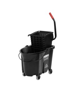 Rubbermaid 1863896 Executive WaveBrake Mop Bucket Combo with Side Press Wringer and Dirty Water Bucket 35 qt. - Black