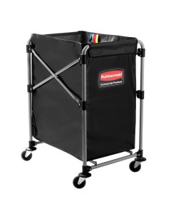Rubbermaid 1881749 Executive Collapsible Basket X-Cart 4 Bushel Laundry Cart with Detachable Black Bag
