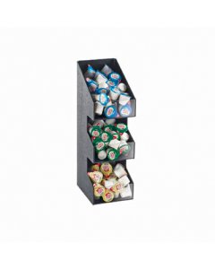 Cal-Mil 2053 Classic Three Tier Black Condiment Organizer / Display with Clear Bin Fronts 5-1/4" x 6-3/4" x 16"