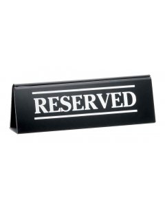 TableCraft 2060A Acrylic "Reserved" Table Tent Sign 2" x 6" - Black / White