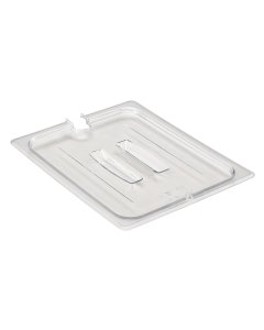 Cambro 20CWCHN135 Camwear Polycarbonate Food Pan Cover with Handle & Spoon Notch - 1/2 Size - Clear