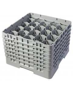 Cambro 20S1114151 Camrack 20-Compartment Full Size Glass Rack with (6) Soft Gray Extenders 11-3/4"H - Soft Gray - 2/Case