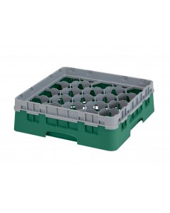 Cambro 20S318119 Camrack 20-Compartment Full Size Glass Rack with (1) Soft Gray Extenders 3-5/8"H - Green - 5/Case