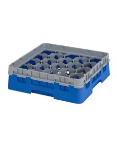 Cambro 20S318168 Camrack 20-Compartment Full Size Glass Rack with (1) Soft Gray Extender 3-5/8"H - Blue - 5/Case