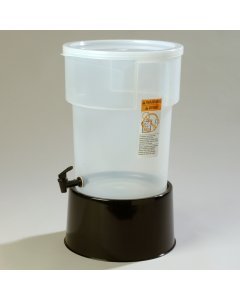 Carlisle 222903 Polypropylene Round Non-Insulated Beverage Dispenser with Single Bowl & Black Base 5 Gal. - Translucent
