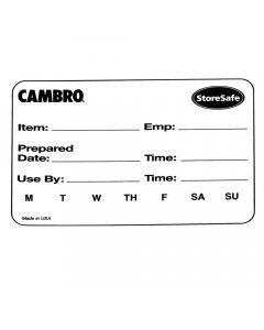 Cambro 23SLB250 StoreSafe Dissolvable Food Rotation Label 2" x 3" - White - 250/Roll