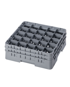 Cambro 25S534151 Camrack 25-Compartment Full Size Low Profile Glass Rack with (2) Soft Gray Extenders 6-1/8"H - Soft Gray - 4/Case