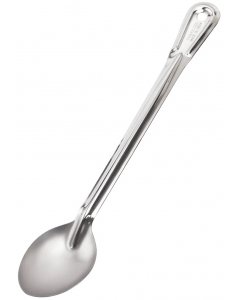 Browne 2770 Conventional Heavy Gauge Stainless Steel Solid Serving Spoon with Reinforced Grooved Handle 15"