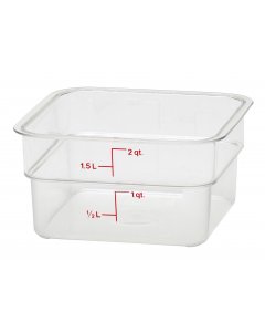 Cambro 2SFSCW135 CamSquare Polycarbonate Food Container with Red Graduations 2 qt. - Clear