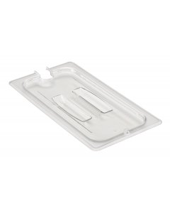 Cambro 30CWCHN135 Camwear Polycarbonate Food Pan Cover with Handle & Spoon Notch - 1/3 Size - Clear