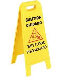 Carlisle 3690000 Wet Floor Safety Sign - 11x25" 2 Sided, Yellow,6ea/cs