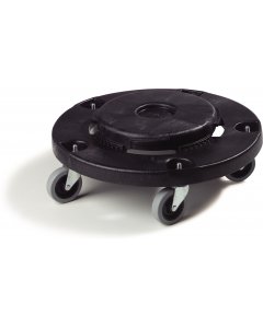 Carlisle 3691003 Bronco Round Waste Container Trash Can Dolly with Replaceable Casters 20, 32, 44 and 55 Gallon - Black - 2/Case
