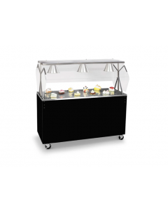 Vollrath 38713 Affordable Portable 3-Pan Cold Food Station / Food Bar with Solid Base and Buffet Style Acrylic Breath Guard 46" - Black