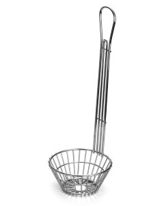 TableCraft 4039 Chrome-Plated Round Taco Salad Bowl Fry Basket with 15"L Handle 5-1/2"W x 5"D - 4/Case