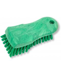 Carlisle 40521EC09 Sparta Color Coded Cutting Board / Hand Scrub Brush with Polyester Bristles and Plastic Block 6" - Green