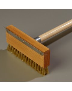 Carlisle 4152000 42" Oven Brush & Scraper - Crimped Brass Wire Bristles, Stainless/Wood 