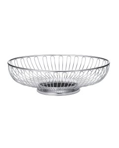 TableCraft 4176 Chalet Chrome Plated Steel Oval Wire Serving Basket 11-3/8" x 8" x 3-1/4"
