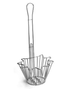 TableCraft 44080 Chrome-Plated Star Shape Taco Salad Bowl Fry Basket with 18"L Handle 7-1/2"W x 5"D - 4/Case