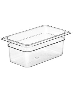 Cambro 44CW135 Camwear Polycarbonate Food Pan 4" Deep - 1/4 Size - Clear