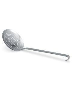 Vollrath 46970 Jacob's Pride Heavy-Duty One-Piece Stainless Steel Round Skimmer with 6" dia. Perforated Blade and 12-5/8" Hooked Handle - 6/Case