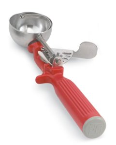 Vollrath 47145 Jacob's Pride Thumb Press Disher with One-Piece Red Handle 1-1/3 oz. - Size 24