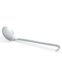Vollrath 47175 Two-Piece Stainless Steel Round Skimmer with 6-5/16" dia. Perforated Blade and 12-3/4" Hooked Handle - 6/Case