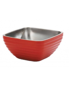 Vollrath 4761955 3/4 Qt. Fire Engine Red Square Beehive Double Wall Serving Bowl - 6ea/Case