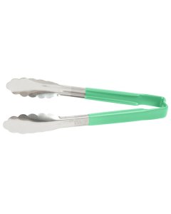 Vollrath 4780970 Jacob's Pride 1-Piece Stainless Steel Scalloped Utility Tongs with Color-Coded Kool-Touch Handle 19-1/2" - Green