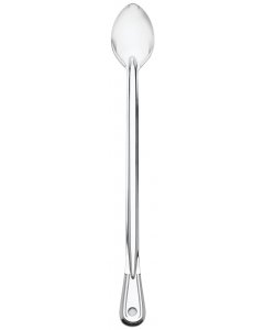 Browne 4781 Heavy Gauge Stainless Steel Solid Serving Spoon with Extra-Long Reinforced Grooved Handle 21"