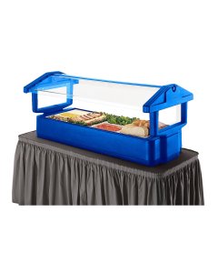 Cambro 4FBRTT186 Navy Blue Tabletop Double-Sided Self-Serve Salad/Buffet Food Bar with Sneeze Guard 51" - (3) Full Size Pan/Capacity