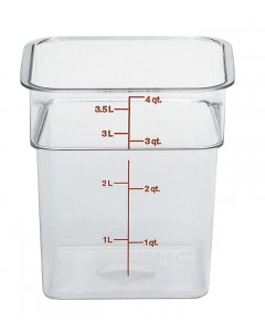 Cambro 4SFSCW135 CamSquare Polycarbonate Food Container with Red Graduations 4 qt. - Clear