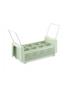 Vollrath 52641 8-Compartment Flatware / Cutlery Dishwasher Basket with Handles 18-19/32"W x 7-19/32"D x 7-9/32"H - Green - 4/Case