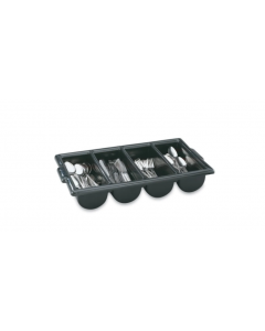 Vollrath 52653 4 Compartment Cutlery Bin - Plastic, Black - 12ea/Case