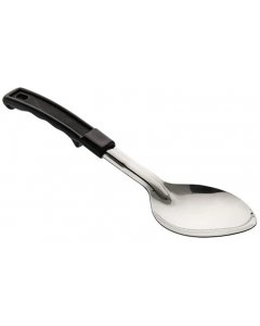 Browne 572311 Heavy Gauge Stainless Steel Solid Serving Spoon with Black Plastic Handle 11"